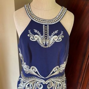Lilly navy blue dress with gold accents